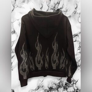 🔥 SHEIN Rhinestone Flame Zip Up Hoodie 🔥